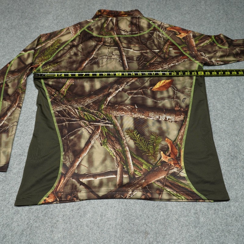 Huntworth Men's Activewear Top Camo Green XL 1/4 Zip Polyester Spandex Hunting gallery