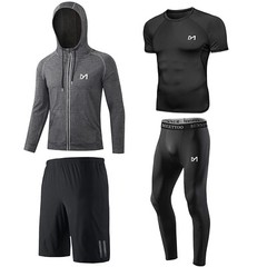4Pcs Men’s Compression Pants Shirt Top Long Sleeve Jacket Athletic Sets Gym