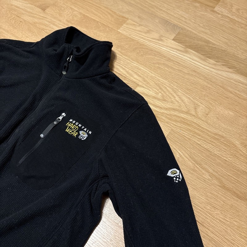 Mountain Hardwear 1/2 Zip Pullover Mens Large Black Fleece Waffle Knit Sweater gallery