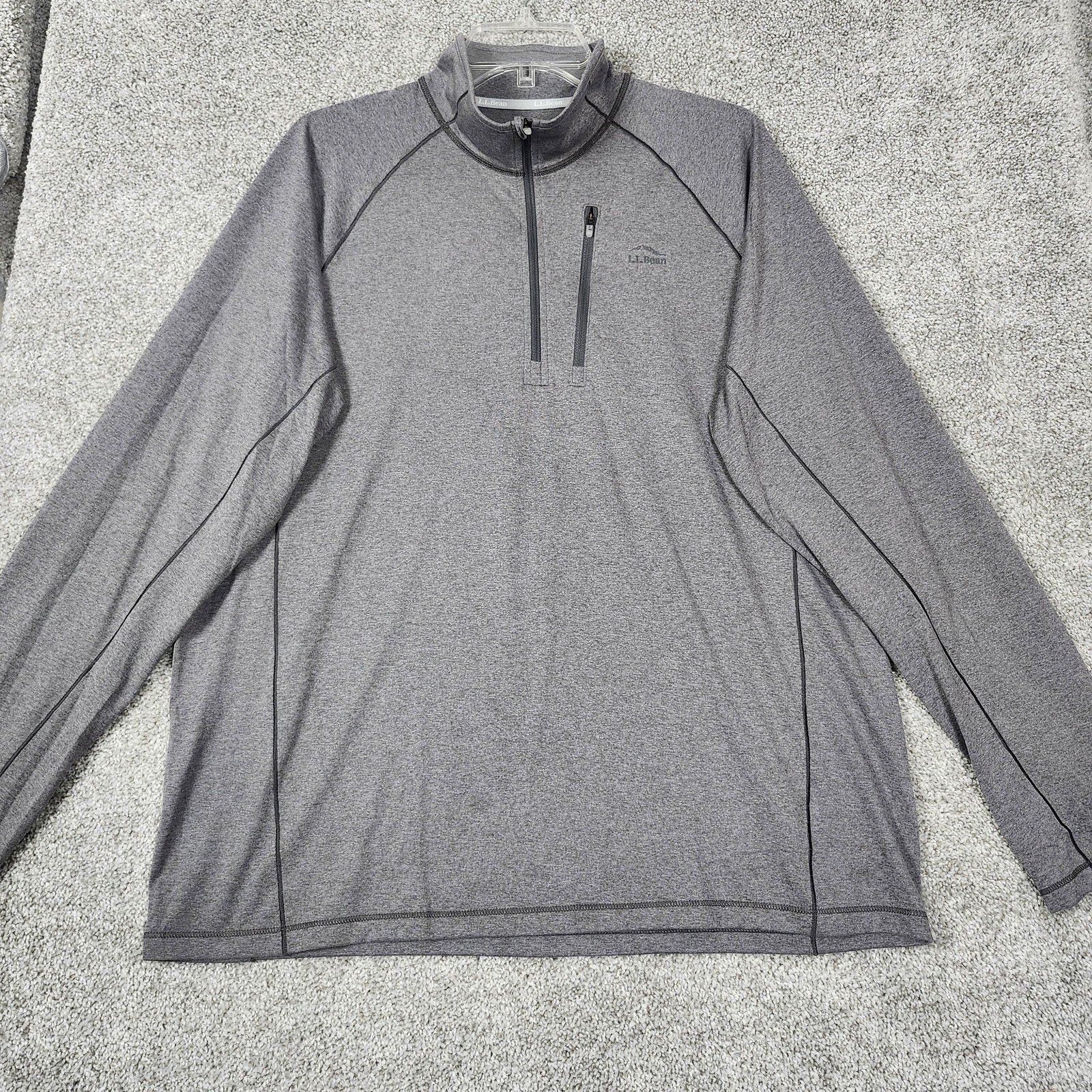 LL Bean Pullover Mens Large Gray 1/4 Zip Lightweight Hiking Shirt Raglan 509467 gallery