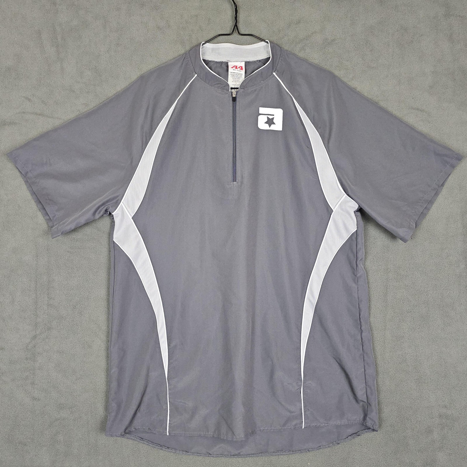 A4 Shirt Mens Small Gray White 1/4 Zip Raglan Athletic Short Sleeve Performance gallery