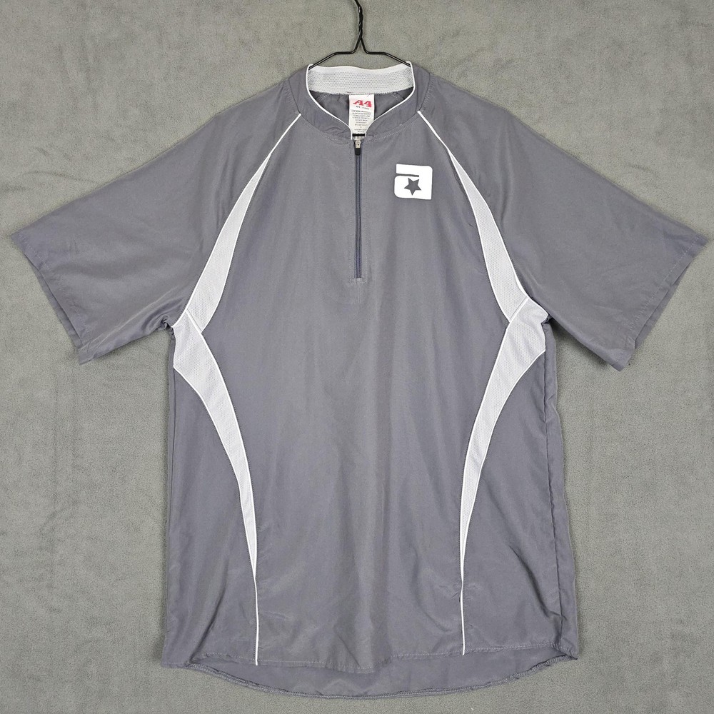 A4 Shirt Mens Small Gray White 1/4 Zip Raglan Athletic Short Sleeve Performance