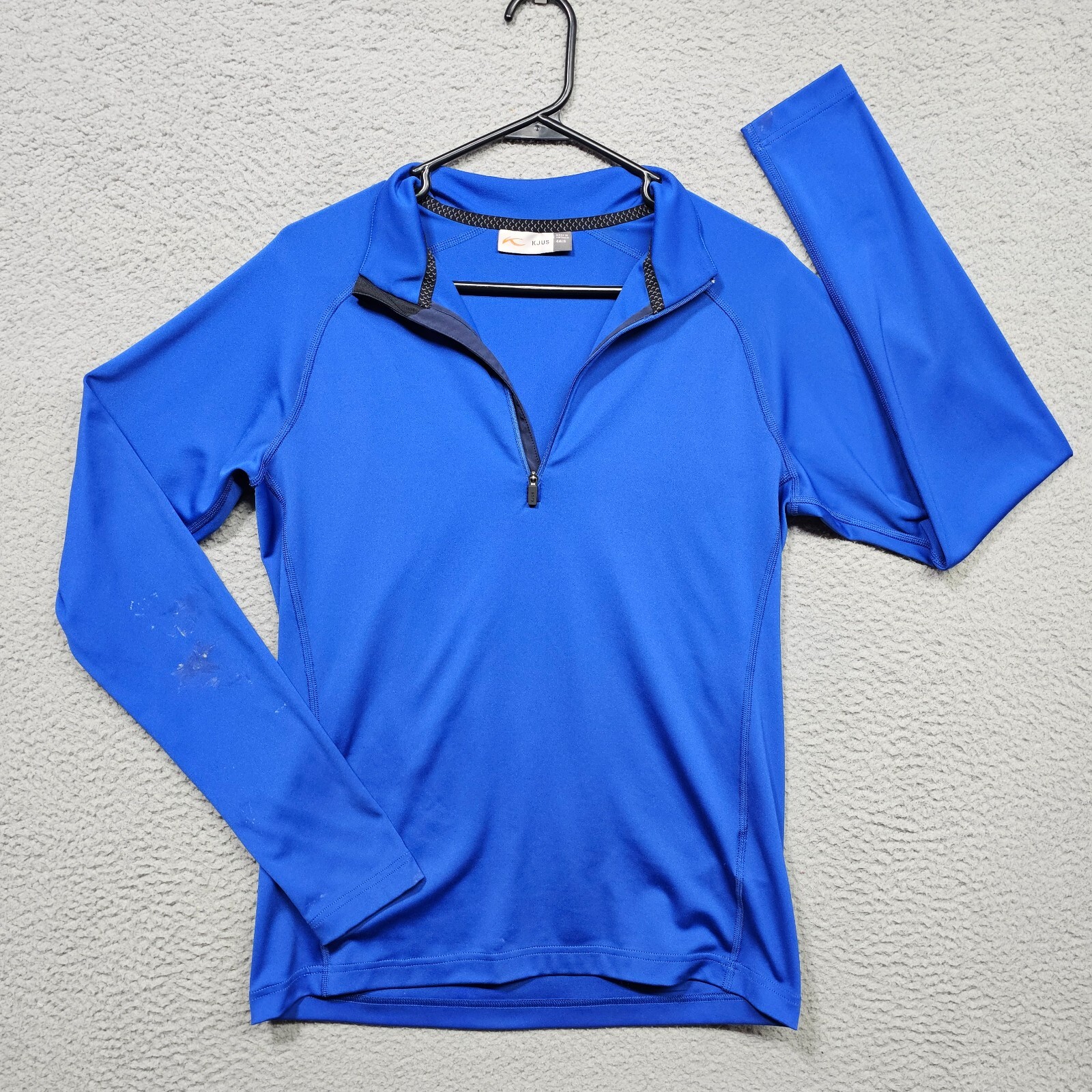 KJUS Second Skin Half 1/2 Zip Mens Small Blue Mid Layer Mock Neck FLAWS gallery
