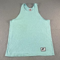 Vintage Nike Tank Mens Medium Green Made In USA Cotton Racerback Top Gym