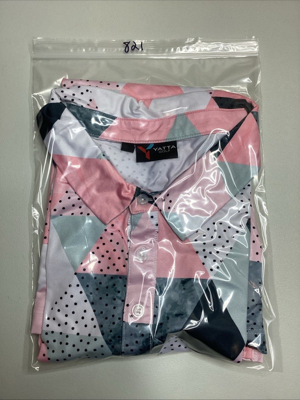 Yatta Golf Polo Shirt Birdie Dropper Polo Pink Black White Triangles Stretch XXL gallery