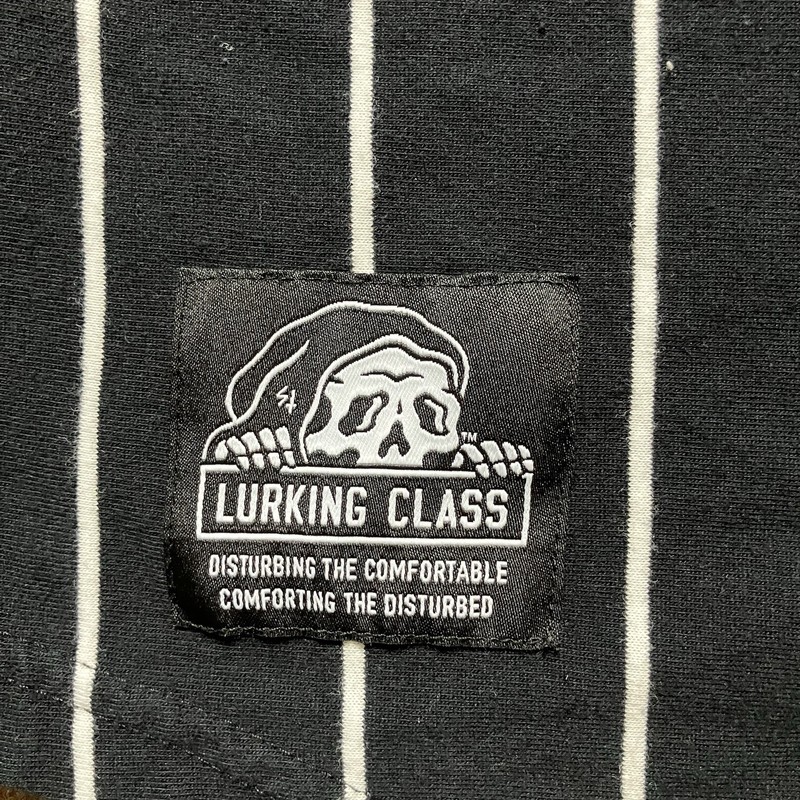 Lurking Class Black And White Pinstripe Baseball Jersey Mens Size Medium gallery