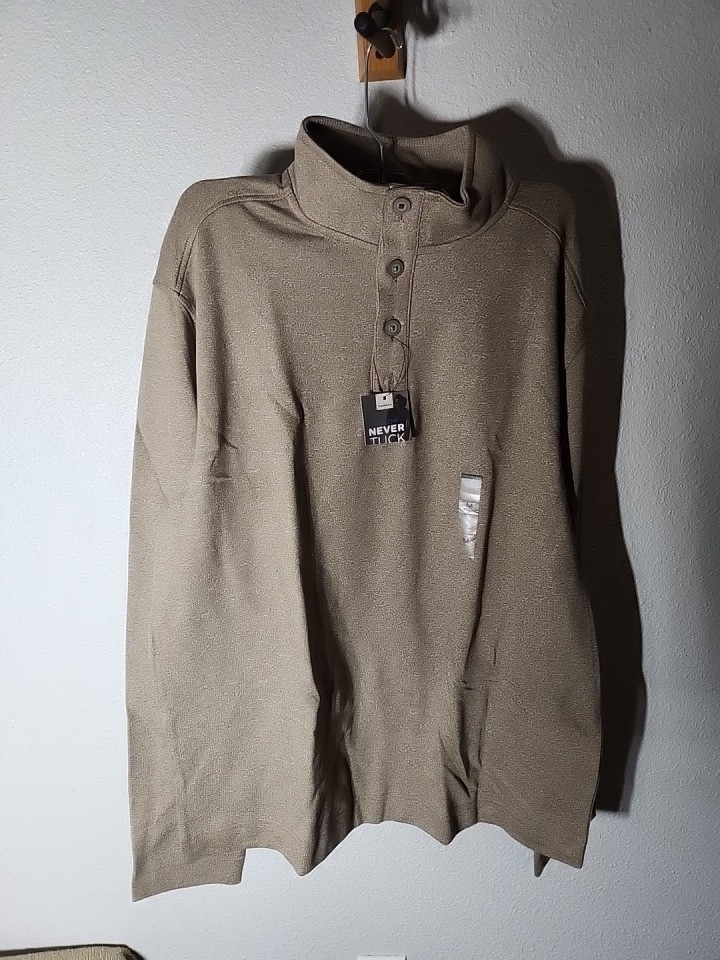 Van Heusen Sweatshirt medium 1/4 Button Brindle Retail $65