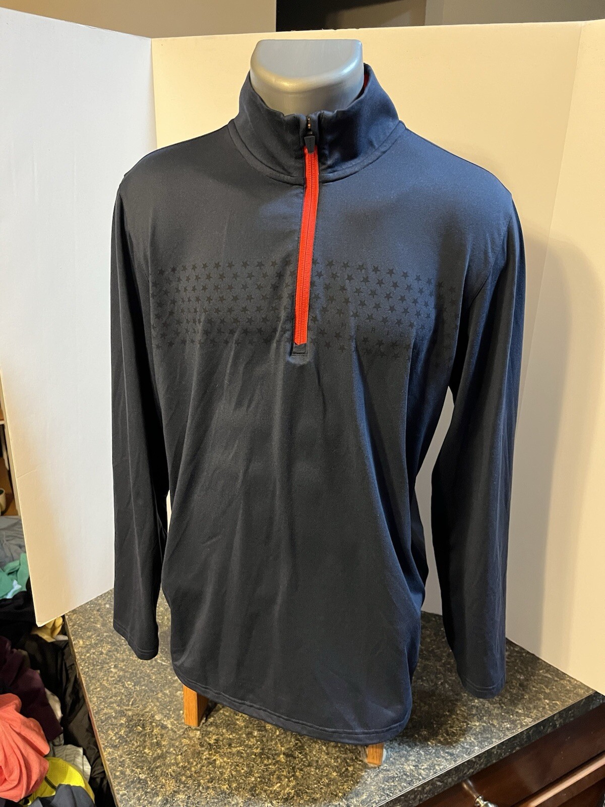 Volition America Puma Men’s LS 1/4 Zip Pullover Blue Red Polyester Blend Medium gallery