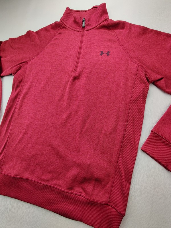 Under Armour Loose Cold-Gear Storm Men's Medium 1/4 Zip Maroon Pullover Top gallery