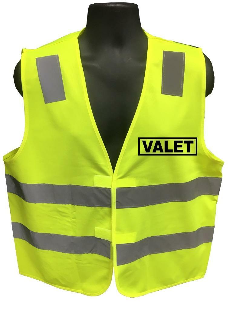 VALET Safety Vest High Visibility Reflective Stripes Security Neon Yellow One SZ gallery