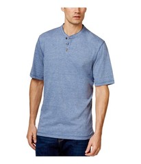 Weatherproof Mens Melange Jersey Henley Shirt, Blue, Small