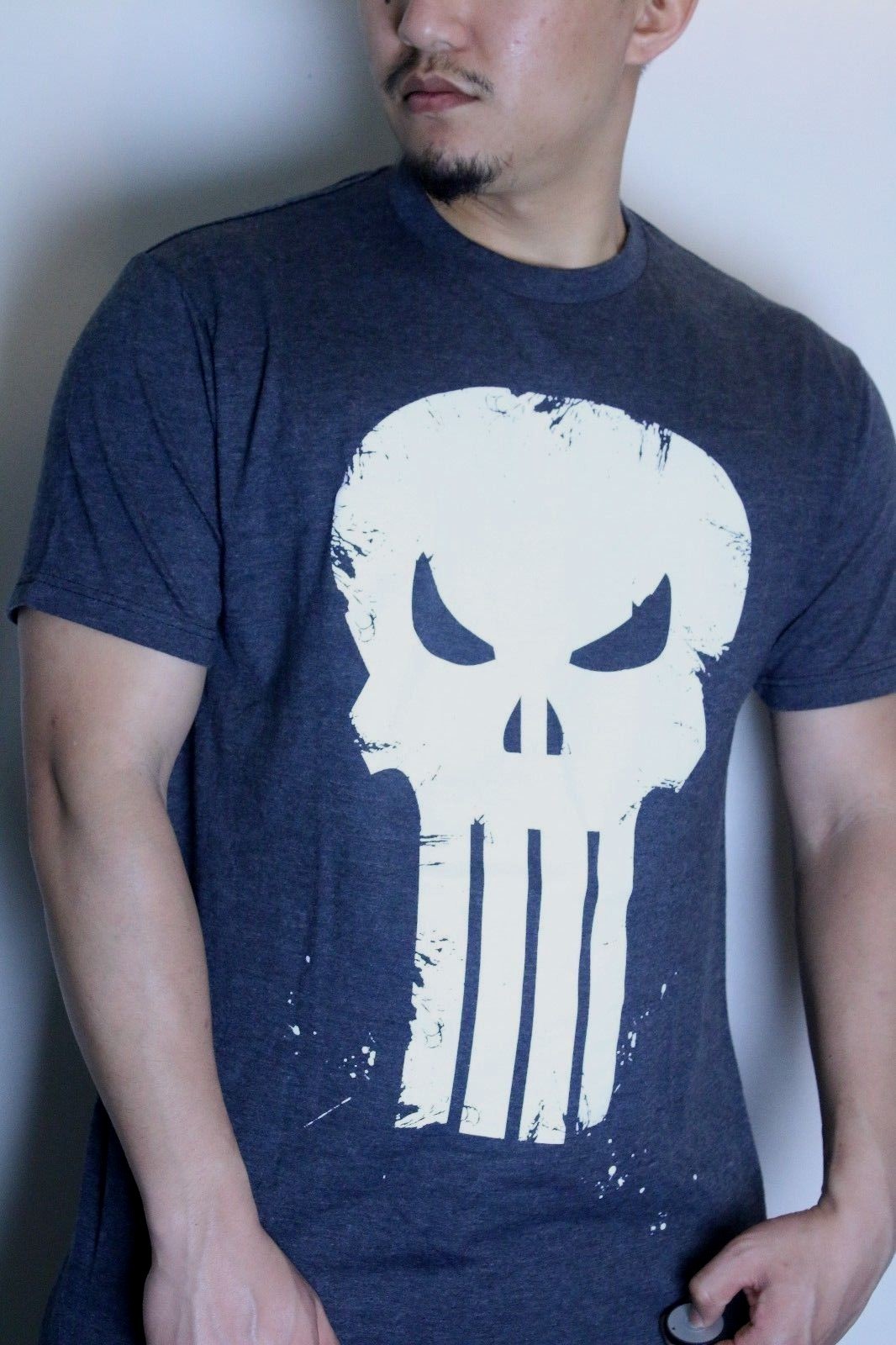 Punisher Short Sleeve Tee Shirt Charcoal White Skull Authentic Marvel Comics gallery