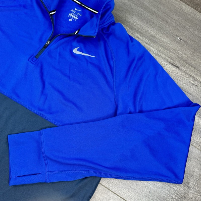 Nike Running 1/4 Zip Dri-Fit Racer Pullover Long Sleeve Top Shirt Men's XL Blue gallery