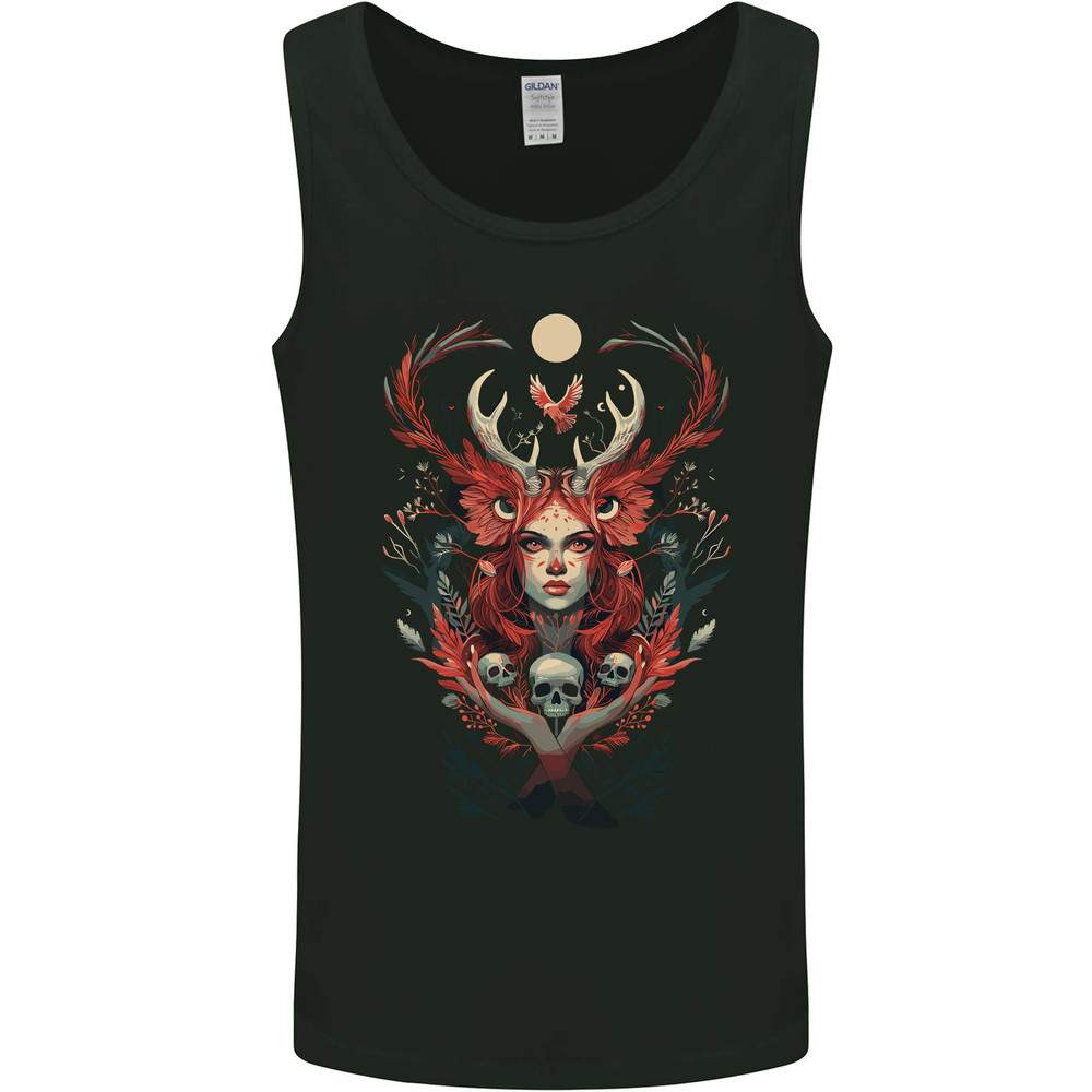 Pagan Woman of the Earth Stonehenge Druid Skulls Mens Vest Tank Top
