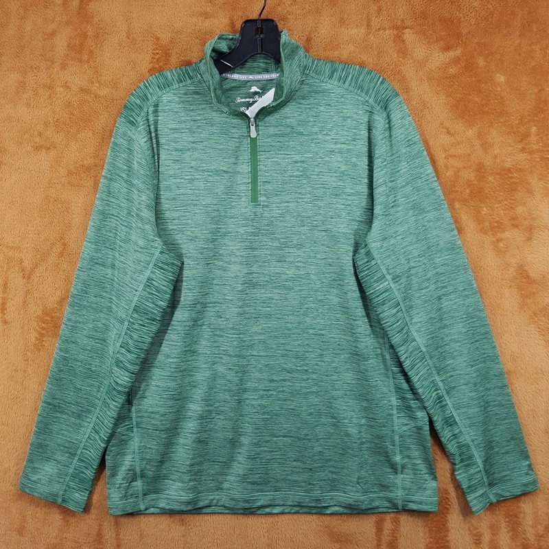 TOMMY BAHAMA Shirt Mens Small Green Half Zip Pullover Island Zone Sport Delray gallery