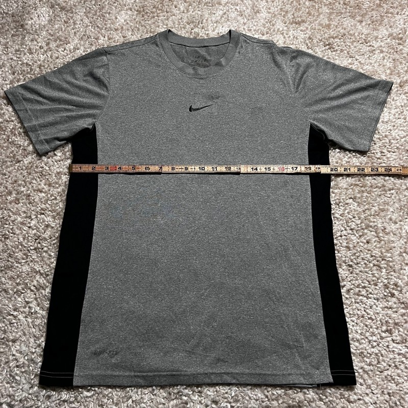 Nike Shirt Mens Medium Gray Dri Fit Center Swoosh Logo Runner Gym Workout Tee gallery