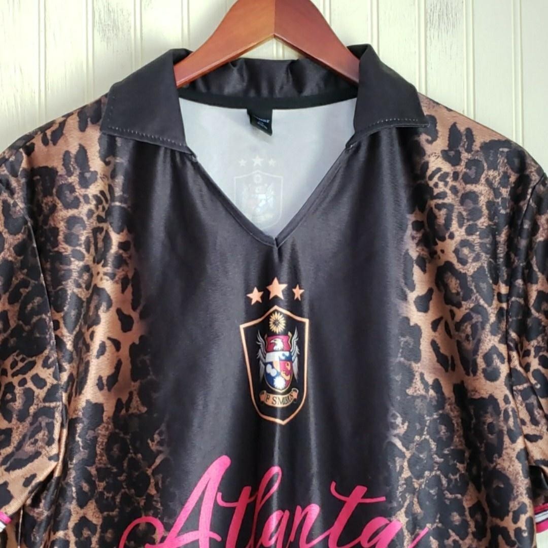 Romwe Shirt Mens Medium Brown Leopard Atlanta Groovy Jersey Polo Print gallery