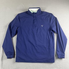 Birddogs Pullover Mens Medium Blue Mock Neck Stretch Long Sleeve Athletic Top