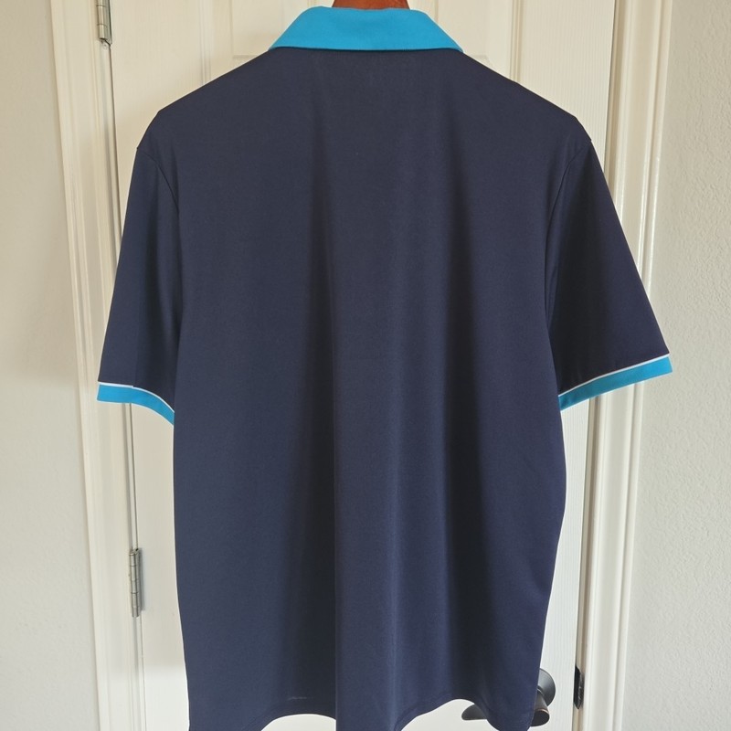 Mens Fila Sport Golf Polo Shirt Sz XL Moisture Wicking Navy Turquoise Excellent gallery