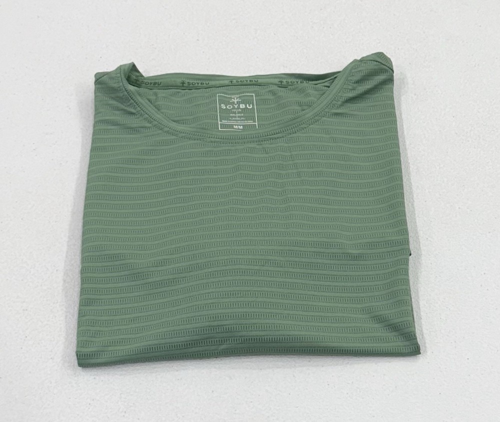 Soybu Men's One-Piece 4-Way Stretch Moisture Wicking Active Tee, Green, Size M