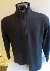 BOSS HUGO BOSS LS 1/4 Zip Ribbed Pullover Shirt-Gray-SZ XXL-Poly/Cotton