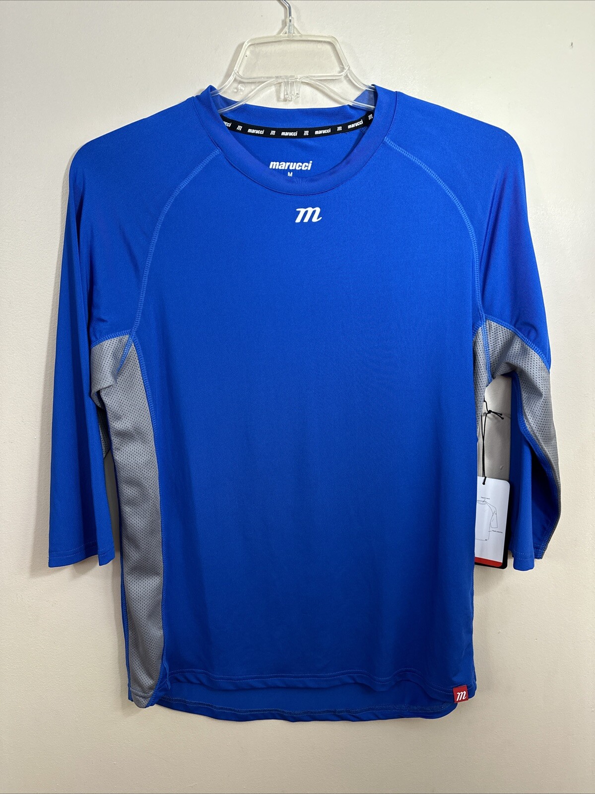 Marucci 3/4 Sleeve Performance Base Layer Shirt Mens Size Medium Blue & Gray New gallery