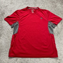 Champion Vapor Shirt Mens Medium Red Powertrain Active Gym Workout Short Sleeve