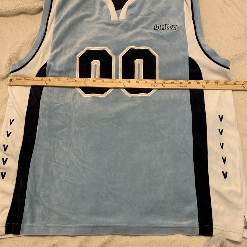 Vintage 90’s Limitz 00 No Boundaries Men’s Velvet Jersey Sleeveless Large Blue gallery