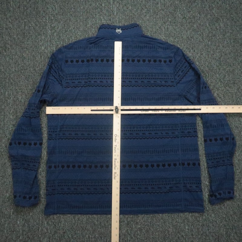 Greyson Pullover Men Large Blue Geo Wolf Print Performance Quarter Zip Midweight gallery