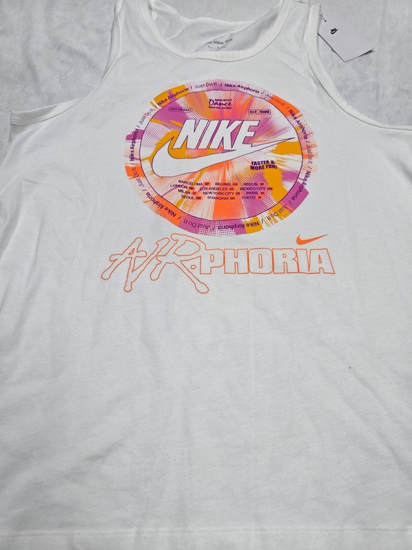 Nike Mens Sportswear Air-Phoria Tank Top White Pink Orange FV3726-100 Size S New gallery