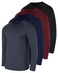 4 Pack: Men’s Compression Long-Sleeve T-Shirt Athletic Cold Weather Baselayer…