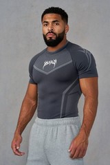 YOUNGLA (SOLD OUT) – 4065 – WARRIOR X COMPRESSION TEES – DARK GREY/GREY – LARGE