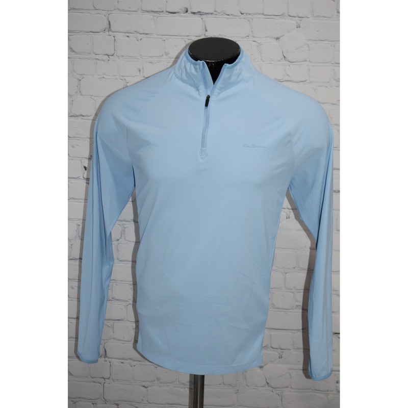 Ben Sherman Sport Golf Pullover Shirt Mens Medium Light Blue 1/4 Zip Mock Neck gallery