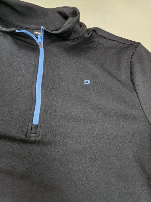 Druids Mens 1/4 Zip Pullover Top Activewear XL Black W/ Blue Trim gallery