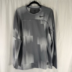 Nike Pro Hyperwarm Fitted Shirt Men’s Large Grey Long Sleeve Fleece Lined