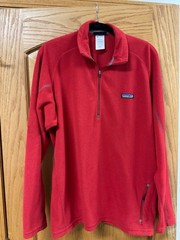 Patagonia Sweater Mens Large Red Pique Fleece Quarter Zip Pullover 25755