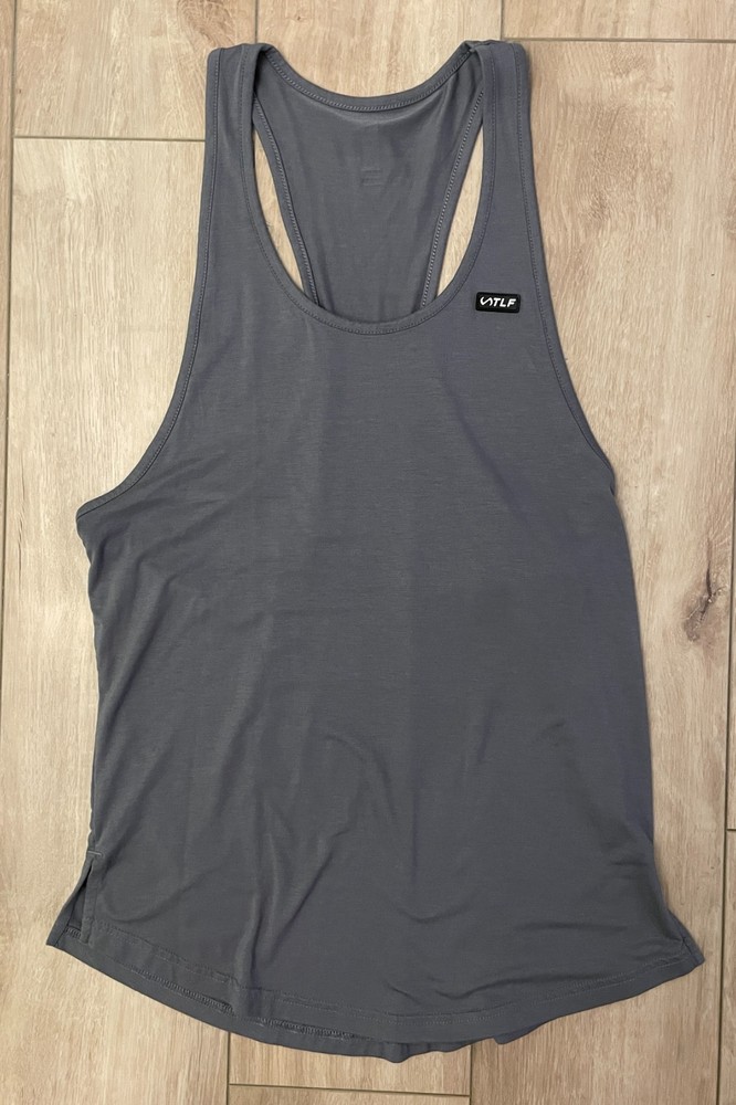 TLF Apparel Stringer Tank Top-Men's S/M-Flex Bamboo-Gray-Gym to Streetwear