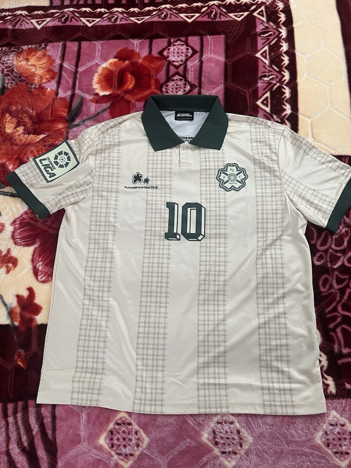 Flower Instincts Houndstooth JOGA Soccer Jersey “Beige” Size XL - New 🔥 gallery
