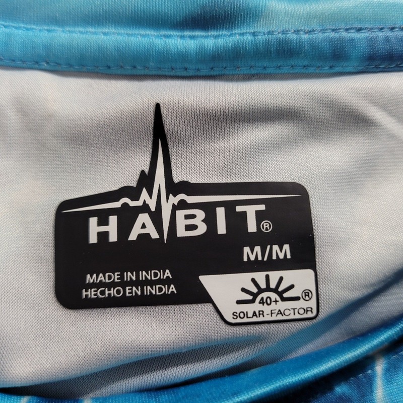 Habit Shirt Mens Medium Solar-Factor Blue Water Print Long Sleeve *stain gallery