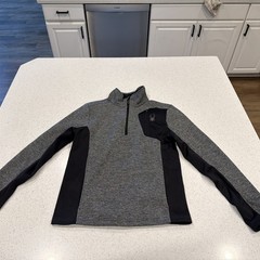 Spyder Mens Small Gray Black Quarter Zip Fleece Pullover Outdoor Athletic
