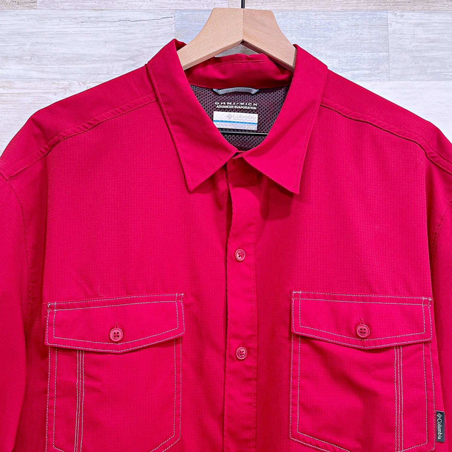 Columbia Utilizer Short Sleeve Shirt Red Omni Shade UPF40 Hiking Fishing Mens XL gallery