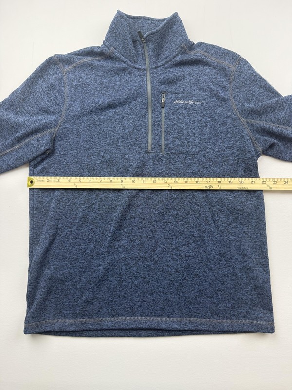 Eddie Bauer Pullover Mens Large Blue 1/4 Zip Knit Fleece Hiking Performance Top gallery