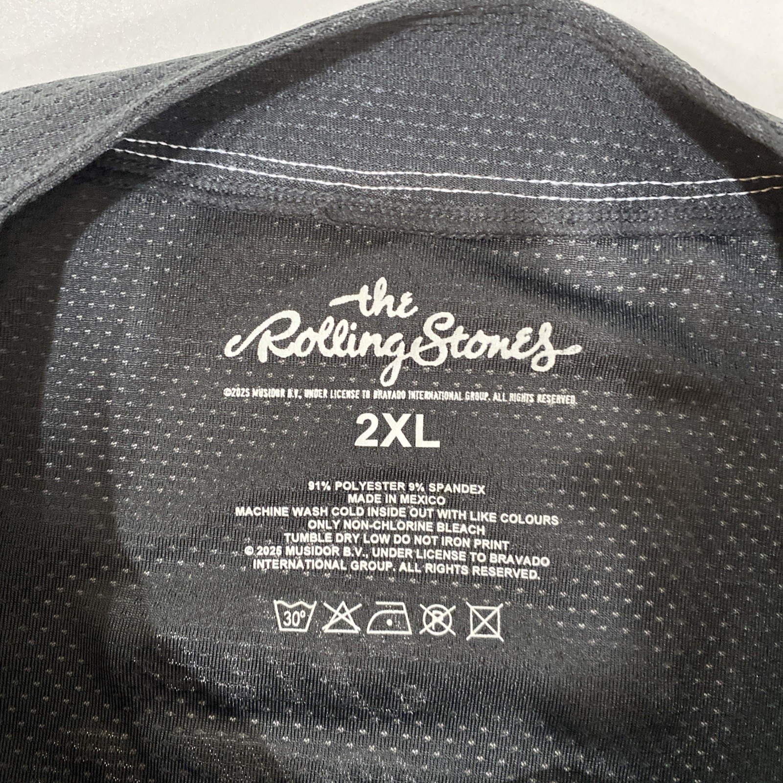 THE ROLLING STONES BLACK TONAL BASEBALL JERSEY SIZE 2X COLOR BLACK gallery