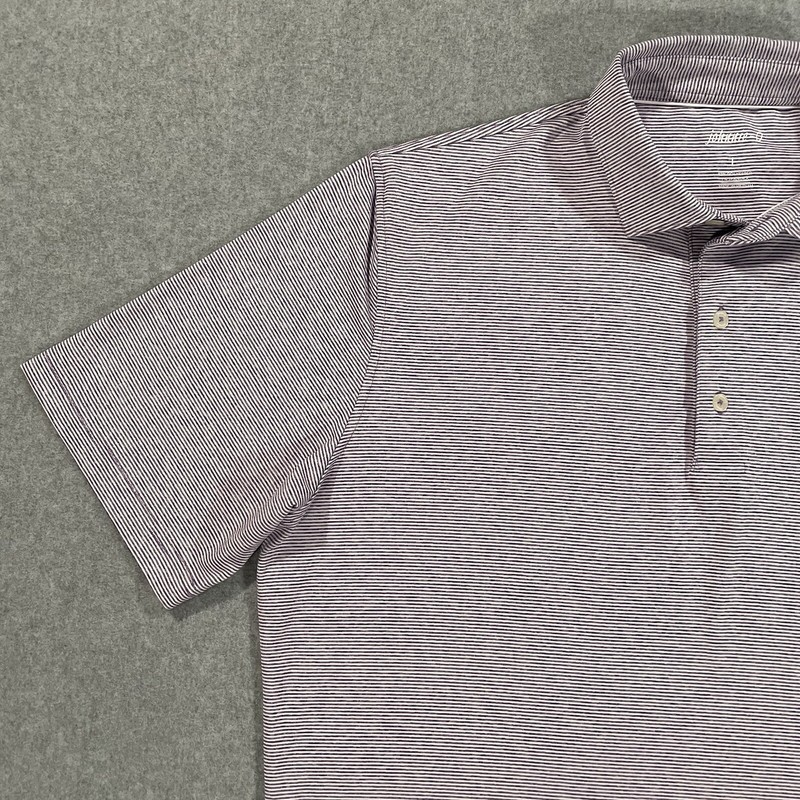 Johnnie-O Short Sleeve Golf Performance Polo Purple Striped Mens Size Large EUC gallery