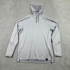 Under Armour Fitted Funnel Neck Pullover Mens Medium Gray Long Sleeve Athletic