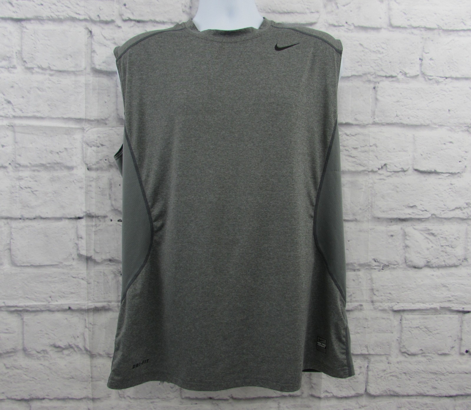 Nike Pro Combat Core Sleeveless Fitted Shirt Dri-Fit Men’s XL Gray Mesh 449786 gallery