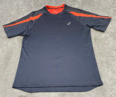 ASICS Running Shirt Men’s Large Short Sleeve Gray Orange Lightweight 6006