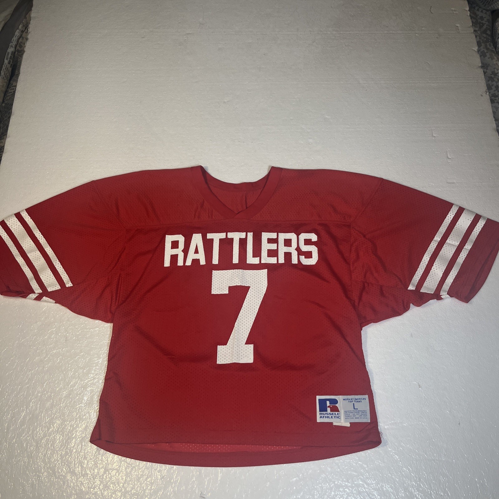 Vintage High School Jersey RATTLERS #7 RUSSELL ATHLETIC SIZE LARGE MADE IN USA gallery