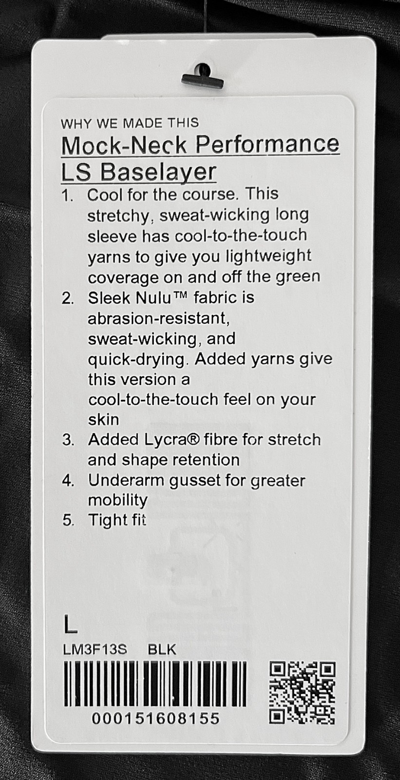LULULEMON Mock Neck NULU Baselayer Long Sleeve Black Top LM3F13S Mens L **NEW** gallery