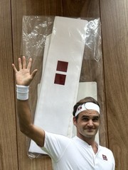 Rare!! Roger Federer UNIQLO 2018 Wimbledon Headtie RF #Headband #Bandana